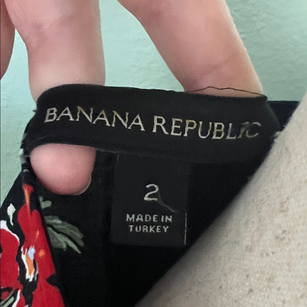 Banana Republic Black Floral Long Sleeve Dress - Picture 2 of 7